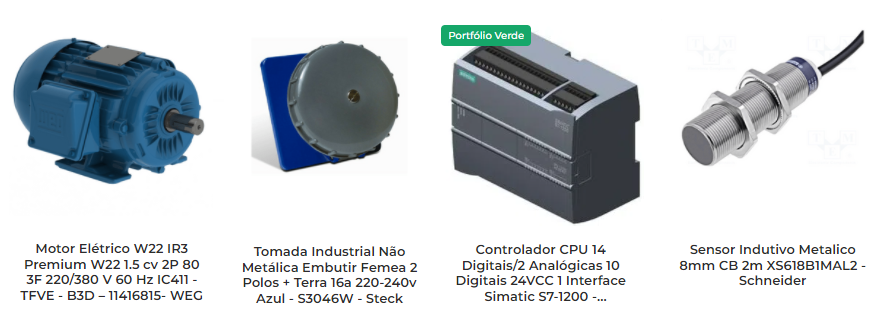Material elétrico na Dimensional: motor elétrico, tomada industrial, controladores, sensor indutivo e mais.